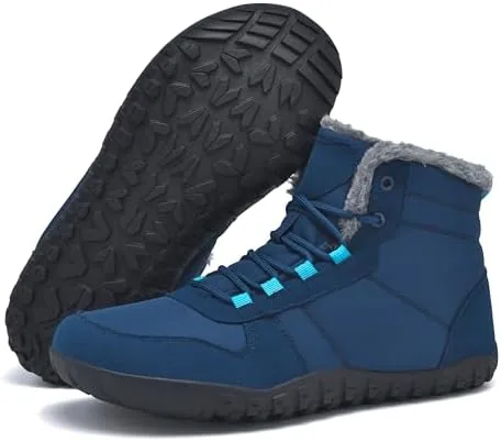 snow boots for men insulated winter barefoot shoes minimalist wide toe box shoes drop zero fur lined cold weather non slip lightweight botas de invierno para hombre