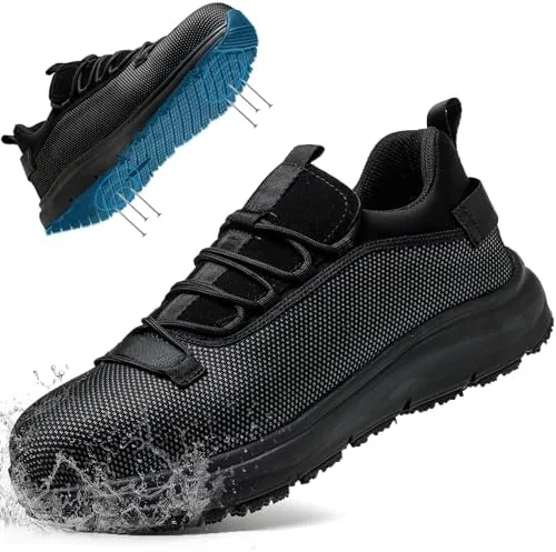 ulogu steel toe work shoes for men women safety roofing sneaker non slip black